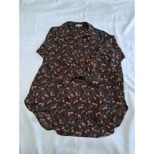 Pleione Womens Small Blouse 3/4 Sleeve Multi-color Floral Round Neck Polyester
